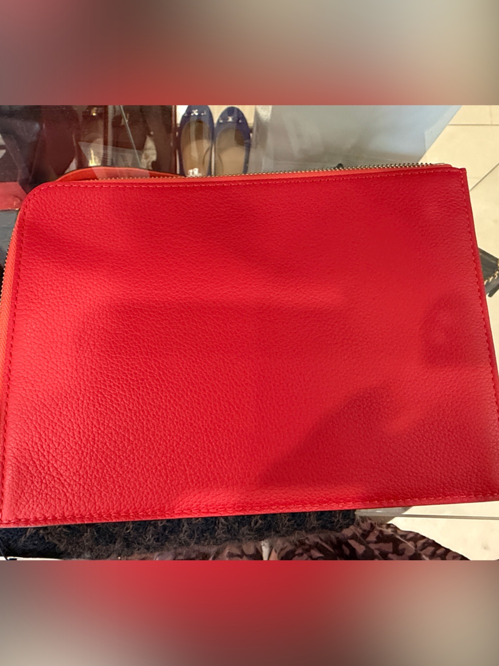 Louis Vuitton Red Pebbled Leather Toiletry Pouch/Clutch